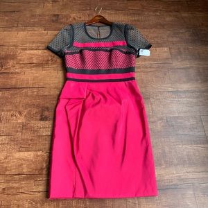 J Mendel made in USA silk dress with lace overlay